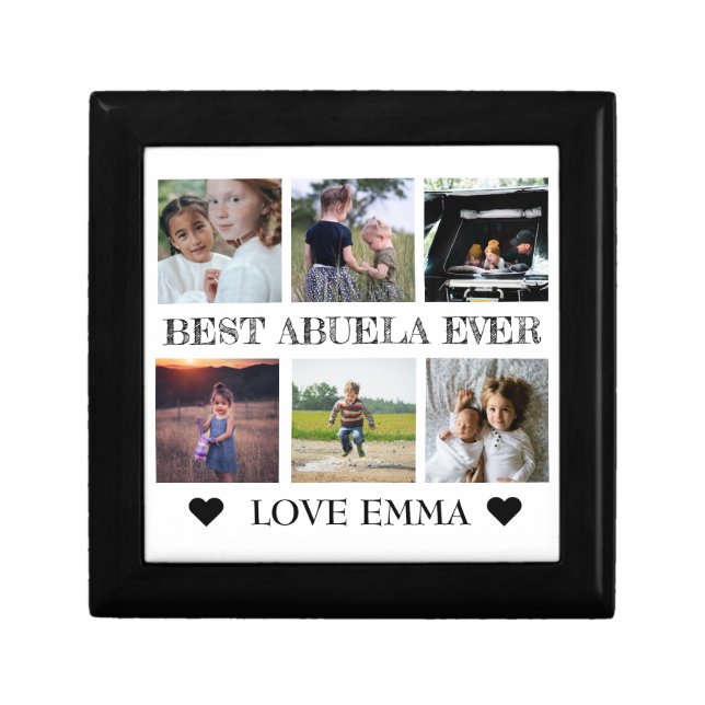 Custom Photo Collage Grandma Gift Best Abuela Ever Box (Front)