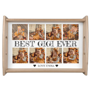 Custom Photo Collage Grandma Gift Best Gigi Ever Serving Tray
