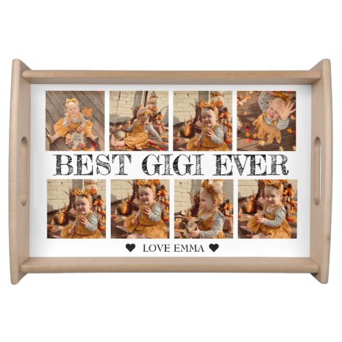 Custom Photo Collage Grandma Gift Best Gigi Ever Serving Tray