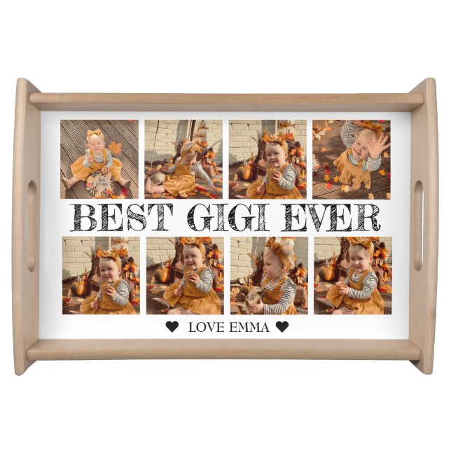 Custom Photo Collage Grandma Gift Best Gigi Ever Serving Tray (Front)