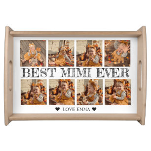 Custom Photo Collage Grandma Gift Best Mimi Ever Serving Tray