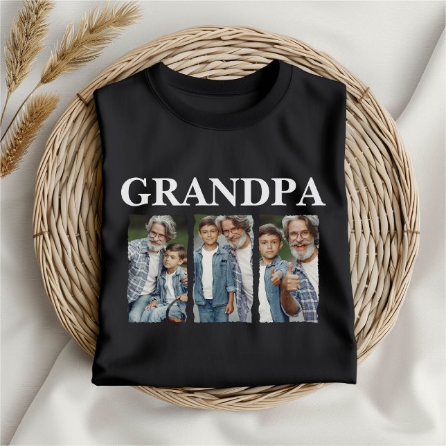 Custom Photo Collage Grandpa – Personalized Gift T-Shirt (Creator Uploaded)