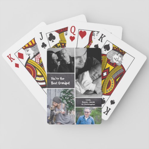 Custom Photo Collage Grandpa Poker Cards