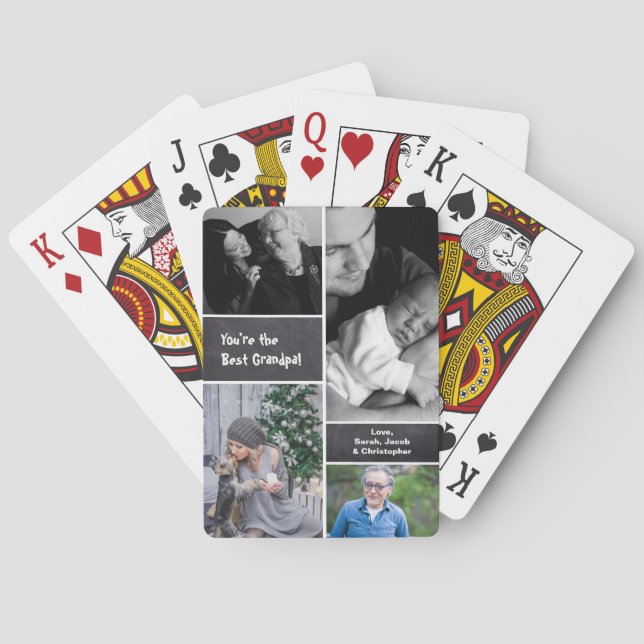Custom Photo Collage Grandpa Poker Cards (Back)