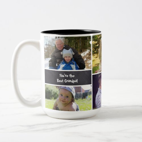 Custom Photo Collage Grandpa Two_Toned Mug