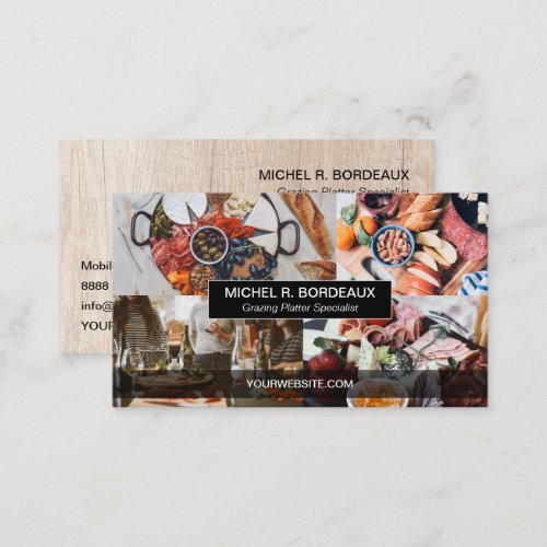 Custom Photo collage Grazing Platter Catering Business Card