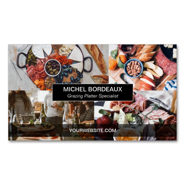 Custom Photo collage Grazing Platter Catering Business Card Magnet (Front)