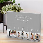 Custom Photo Collage Grey 7 Picture Wedding<br><div class="desc">Elegant photo block, personalized with your wedding photos. A stylish design in neutral color palette of grey and white - perfect for newlywed gifts and anniversary gifts. The photo template is set up for you to add 7 of your favorite pictures which are displayed in portrait format in a simple...</div>