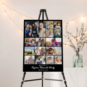 Custom Photo Collage Grid 15 Pictures 18x24 Black Foam Board