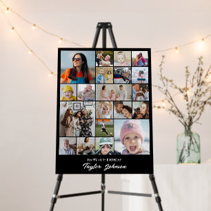 Custom Photo Collage Grid 20 Pictures 18x24 Black Foam Board