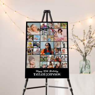 Custom Photo Collage Grid 30 Pictures 18x24 Black Foam Board