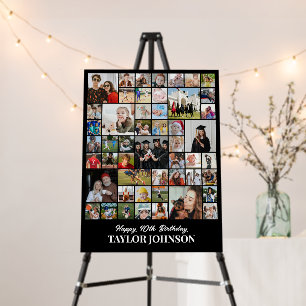 Custom Photo Collage Grid 50 Pictures 18x24 Black Foam Board