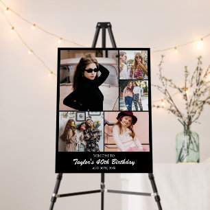 Custom Photo Collage Grid 5 Pictures 18x24 Black Foam Board