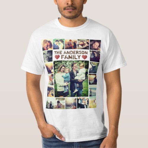 Custom Photo Collage hearts and text T_Shirt