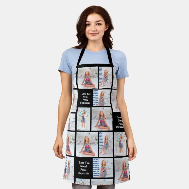 Custom Photo Collage Image Mothers Day Mom Womens Apron (Worn)