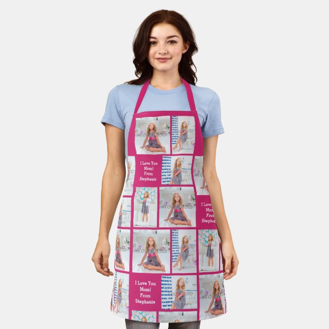 Custom Photo Collage Image Mothers Day Mom Womens Apron (Worn)