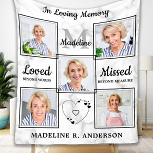 Custom Photo Collage In Loving Memory Memorial Fleece Blanket