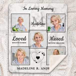 Custom Photo Collage In Loving Memory Memorial Sherpa Blanket