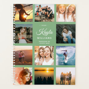 Custom Photo Collage Instagram Stylish Dusty Green Planner