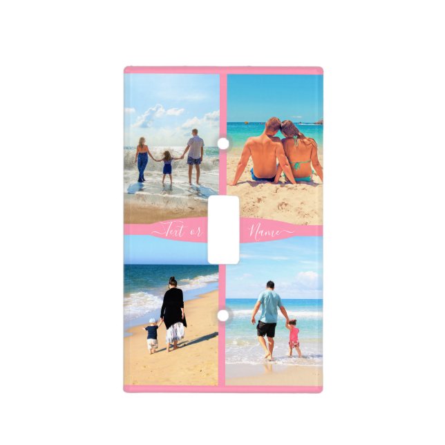 Custom Photo Collage Light Switch Cover with Text (Front)