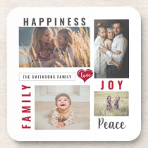 Custom Photo Collage Love Joy Family Beverage Coaster