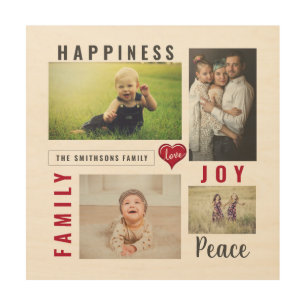 Custom Photo Collage Love Joy Family Wood Wall Art