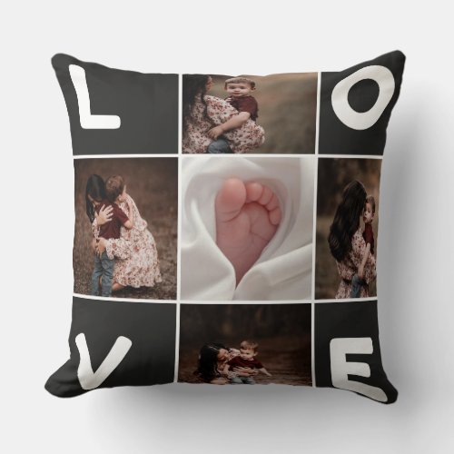 Custom Photo Collage LOVE Pillow _ Personalized 