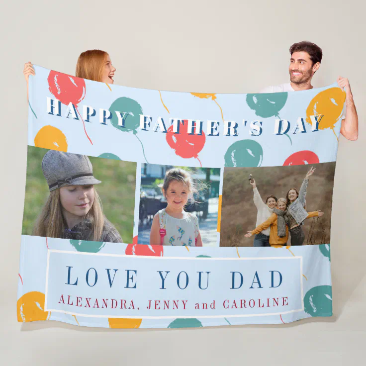 Custom photo collage love you dad Father's Day Fleece Blanket Zazzle