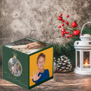 custom photo collage Merry Christmas bauble Cube
