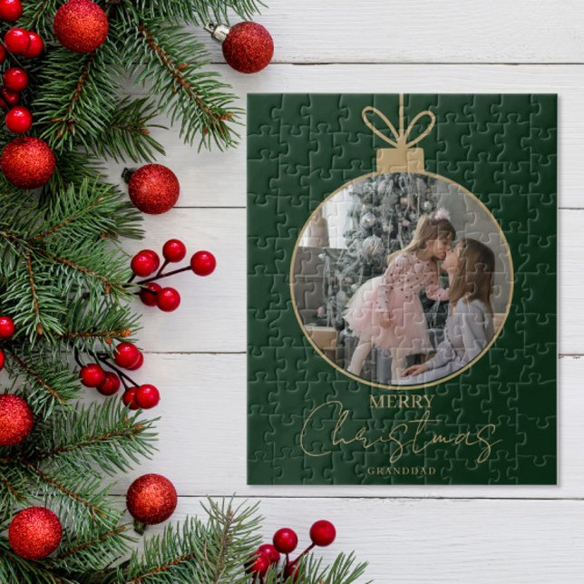 custom photo collage Merry Christmas bauble Jigsaw Puzzle (Creator Uploaded)
