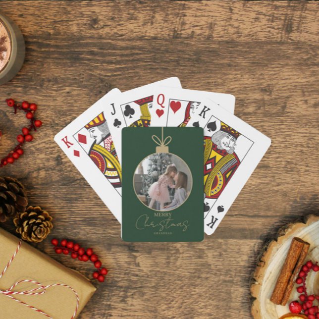 custom photo collage Merry Christmas bauble Poker Cards (Creator Uploaded)