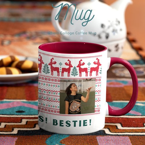 Custom Photo Collage Merry Christmas Festive Mug