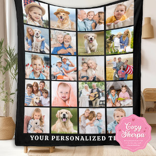 Custom Photo Collage Modern Family 20 Picture Sherpa Blanket