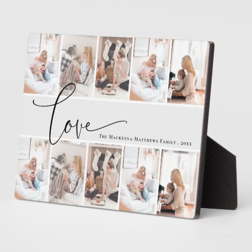 Custom Photo Collage Modern Family Love Script Plaque