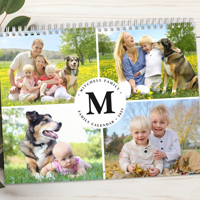 Custom Photo Collage Modern Family Monogram 2026  Calendar (Creator Uploaded)