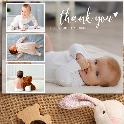 Custom Photo Collage Modern Thank You Baby Shower  Postcard