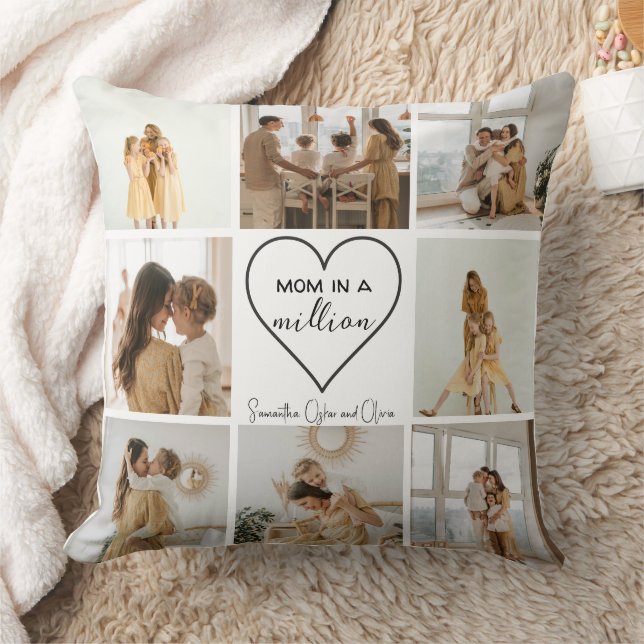Custom Photo Collage | “Mom in a Million -  Throw Pillow (Blanket)