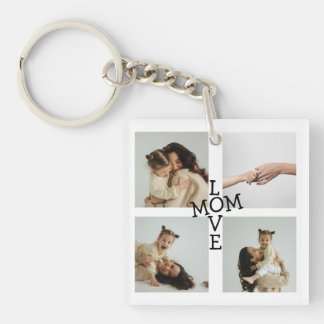 Custom Photo Collage Mom Keychain
