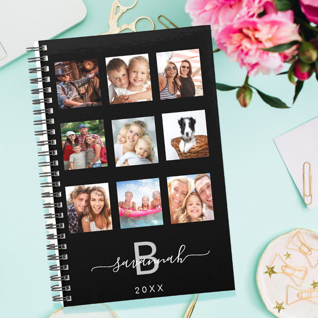 Custom Photo Collage Monogram Black Modern 2024 Planner Zazzle   Custom Photo Collage Monogram Black Modern 2024 Planner R D9mz1 630 