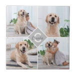 Custom Photo Collage Monogram Name Dog Ceramic Tile<br><div class="desc">Celebrate your best friend with a custom Monogram Pet Photo Collage ceramic tile . When you have so many fun memories and photos , one photo isn't enough . Our Dog Photo tile has four photos. Whether you have a new puppy , or to memorialize all the special moments thru...</div>