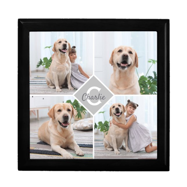 Custom Photo Collage Monogram Name Dog Gift Box (Front)
