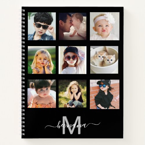 Custom photo collage monogram white modern diary n notebook