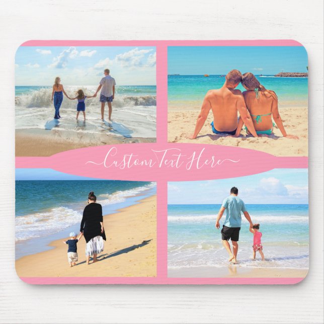 Custom Photo Collage Mouse Pad Personalized Text (Front)