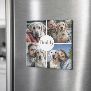 Custom Photo Collage Name Dog Magnet