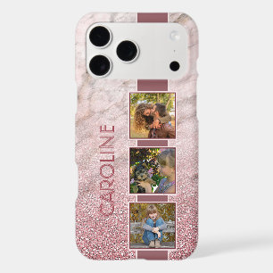 Custom Photo Collage On Blush Pink Marble Pattern iPhone 17 Pro Max Case