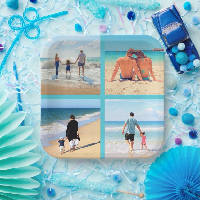 Custom Photo Collage Paper Plates with Your Photos (Party)