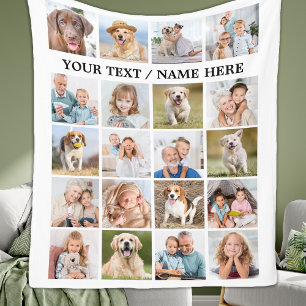 Custom Photo Collage Personalized 20 Picture Cute  Fleece Blanket