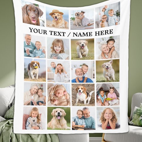 Custom Photo Collage Personalized 20 Picture Cute  Fleece Blanket