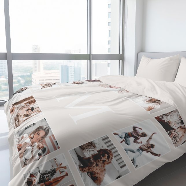 Custom Photo Collage Personalized Beige Duvet Cover (Creator Uploaded)