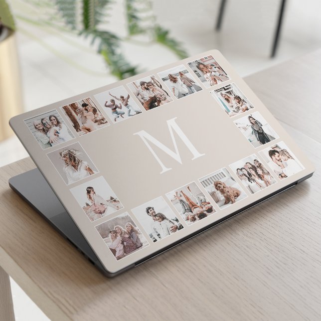 Custom Photo Collage Personalized Beige HP Laptop Skin (Creator Uploaded)